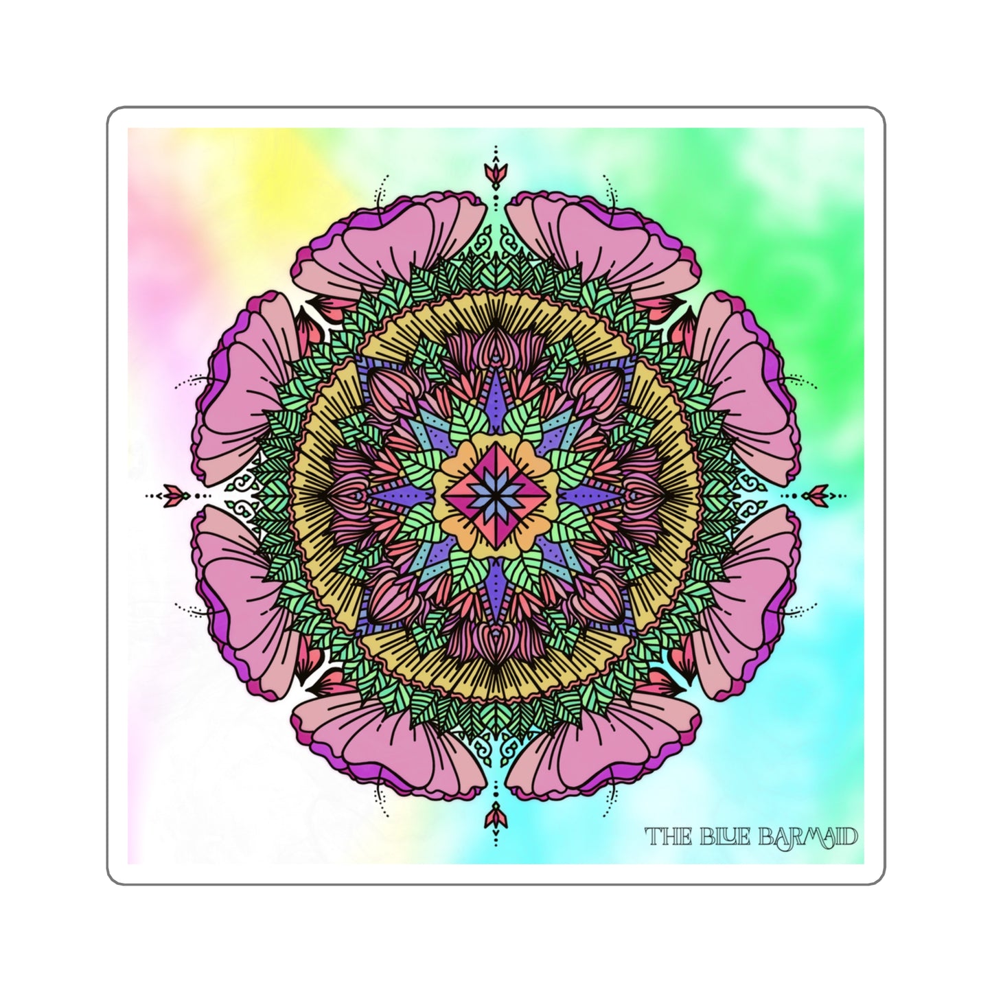 Beautiful Floral Mandala Original Art Square Stickers