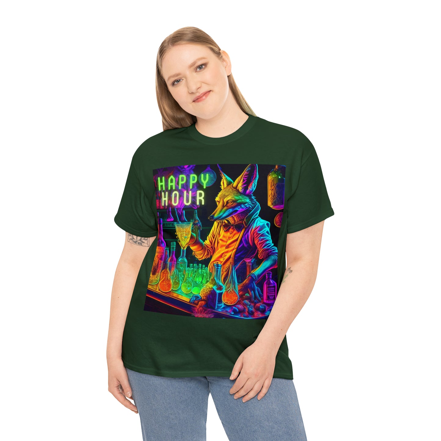 Happy Hour Unisex Heavy Cotton Tee Summer Bartending Rave Festival Outfit T-shirt