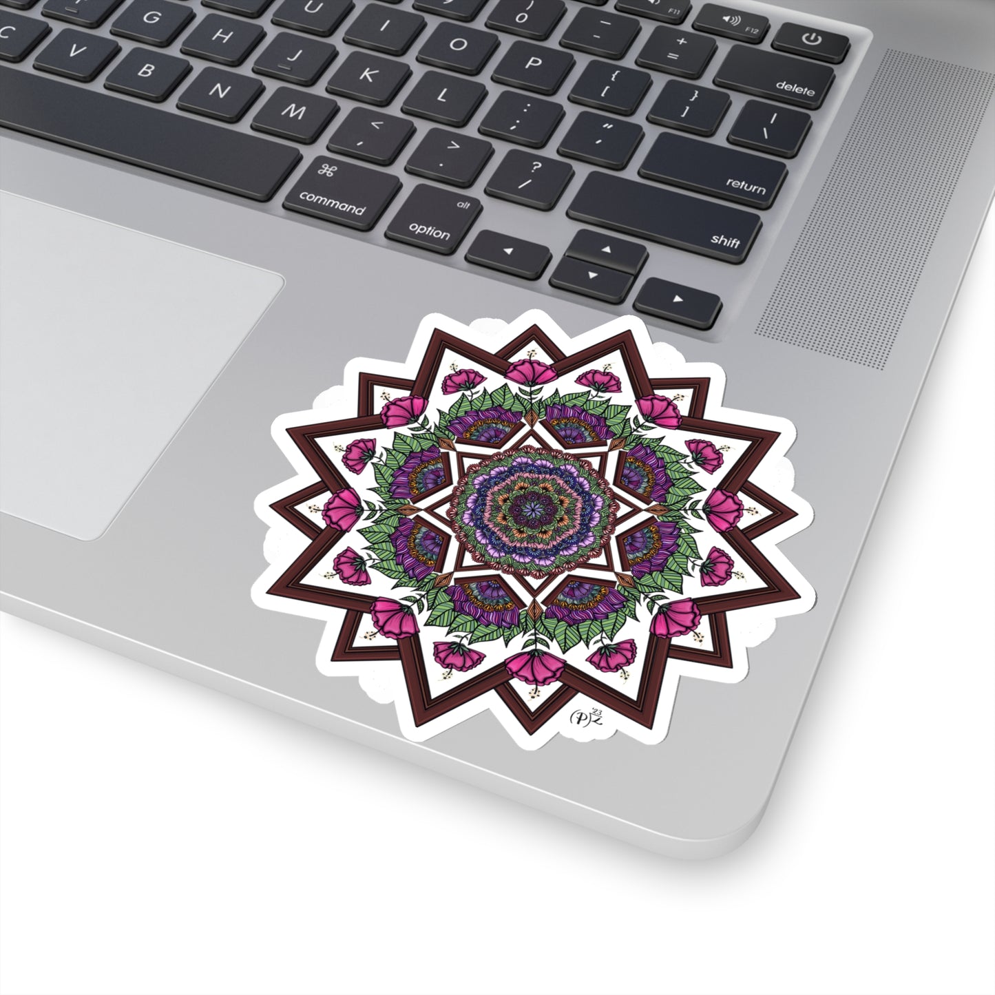 Floral and Wood Original Mandala Art Kiss-Cut Stickers