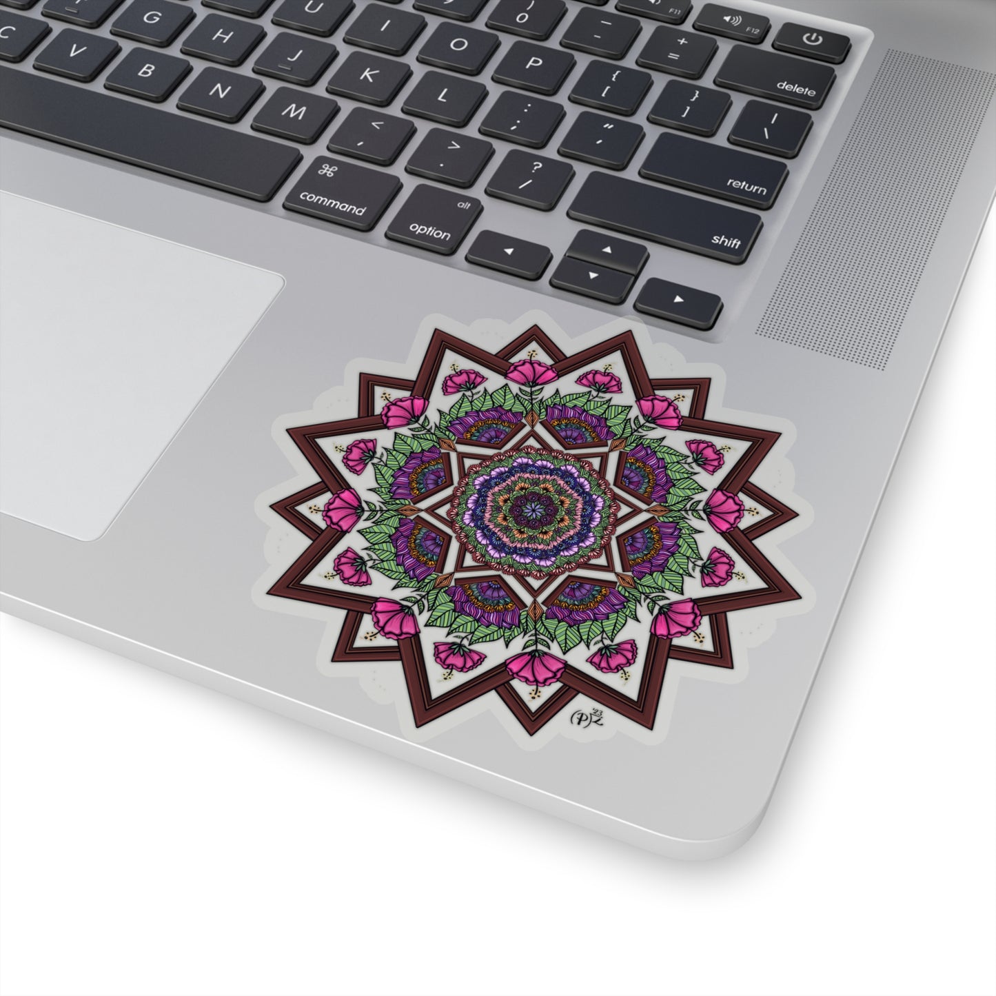 Floral and Wood Original Mandala Art Kiss-Cut Stickers