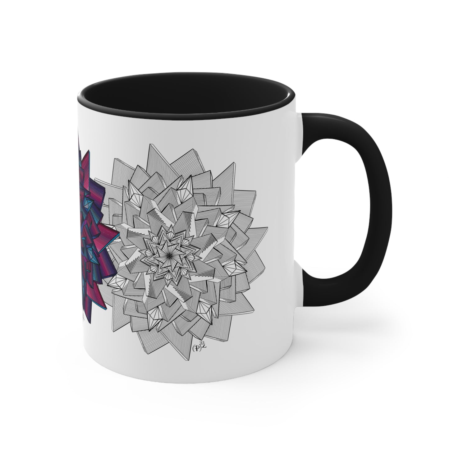 Minimalist Unique Mandala Art Accent Coffee Mug, 11oz