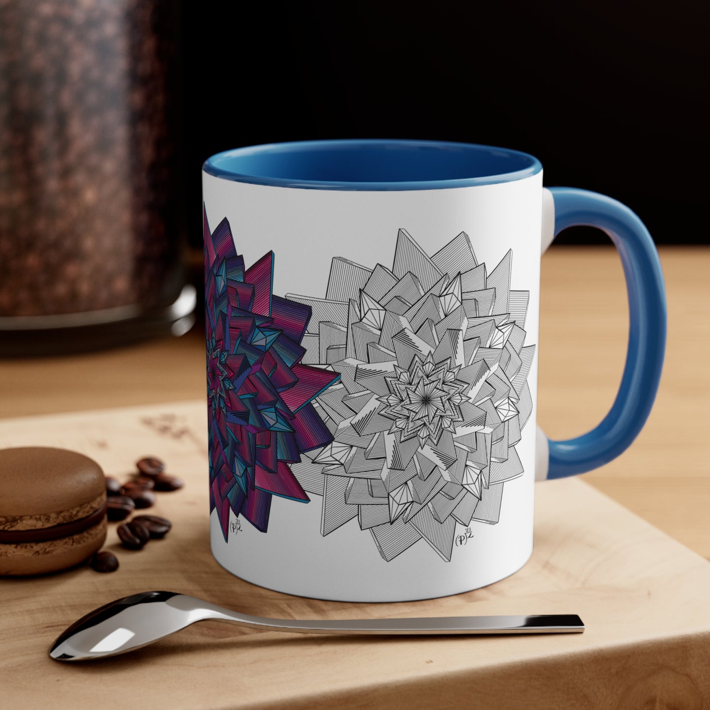 Minimalist Unique Mandala Art Accent Coffee Mug, 11oz