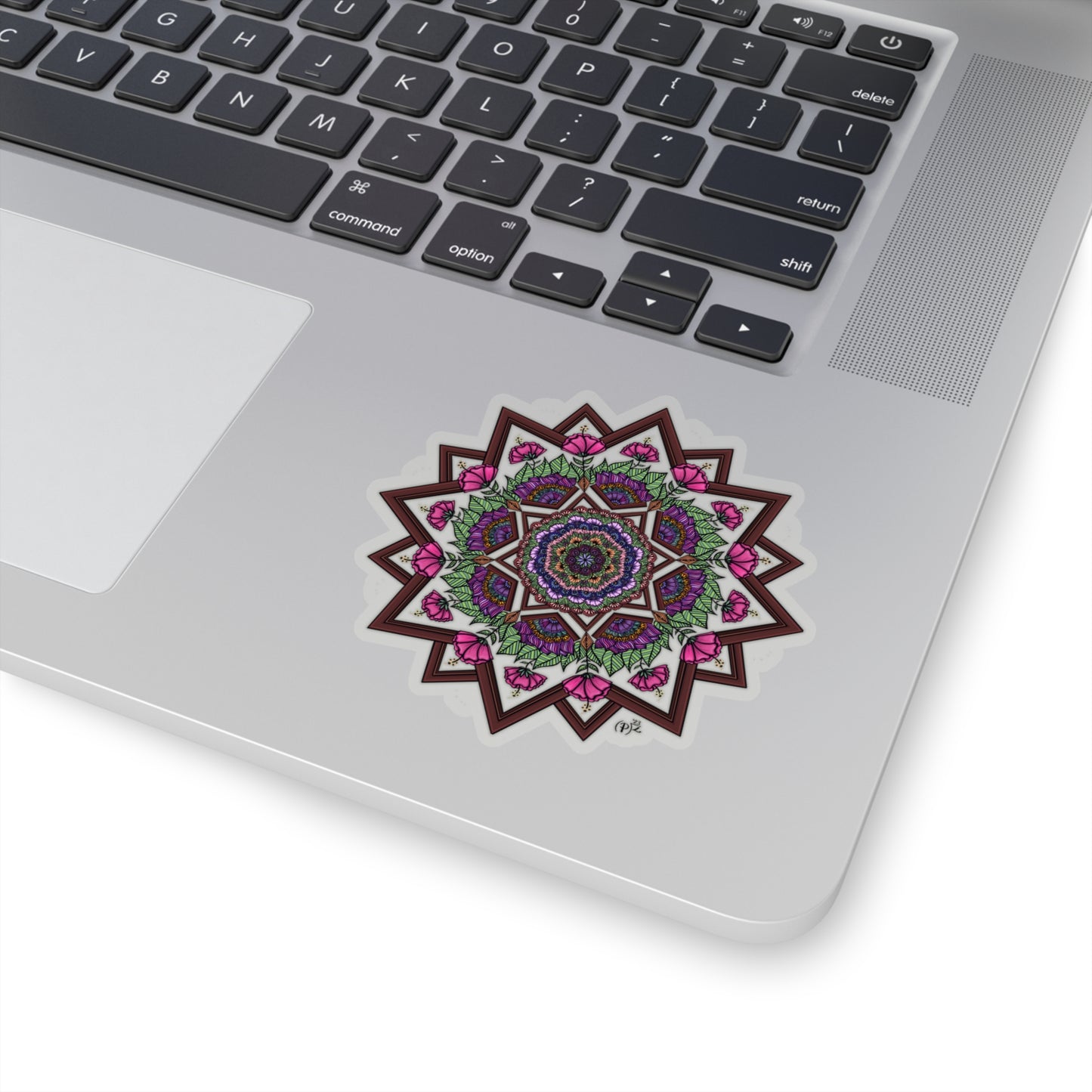 Floral and Wood Original Mandala Art Kiss-Cut Stickers