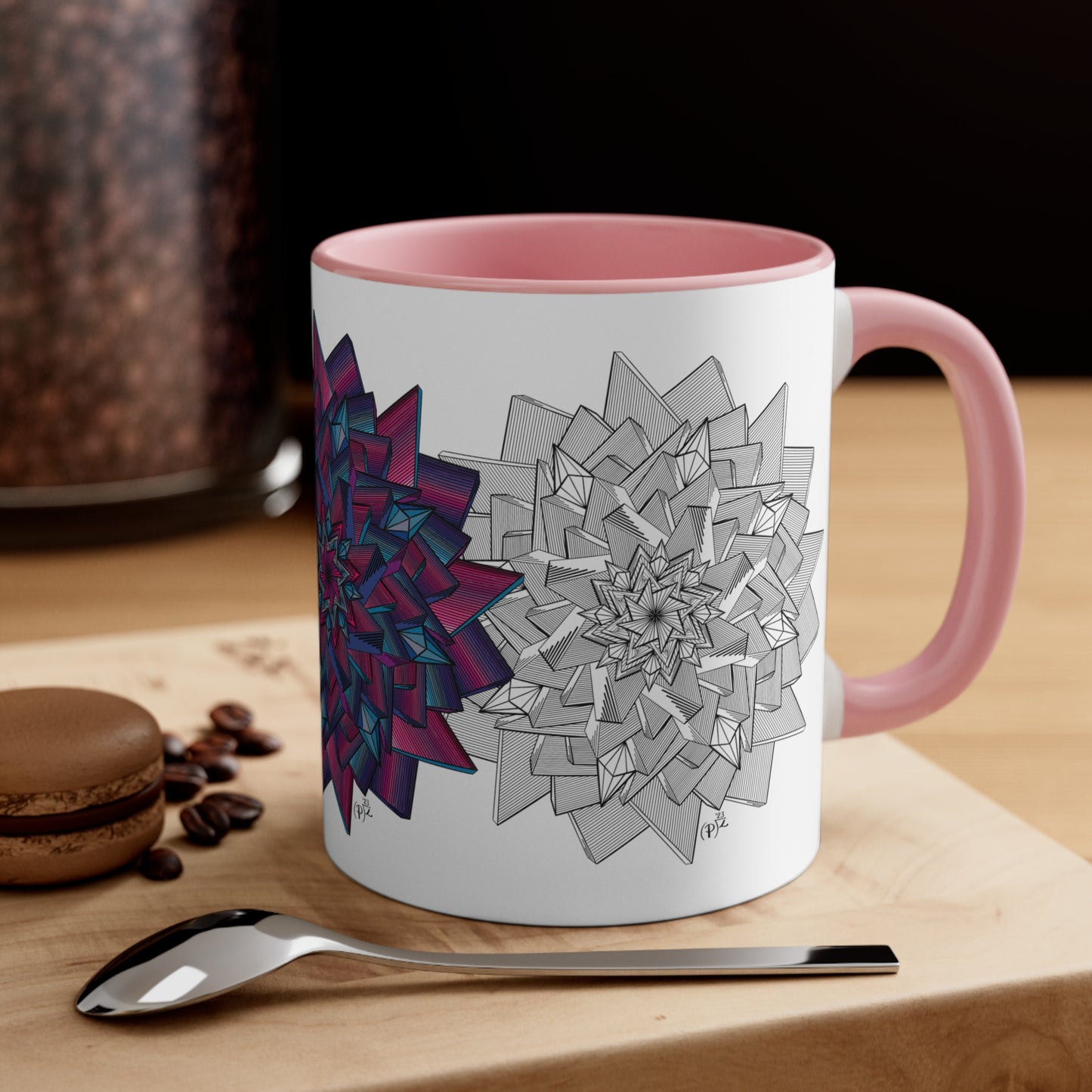 Minimalist Unique Mandala Art Accent Coffee Mug, 11oz