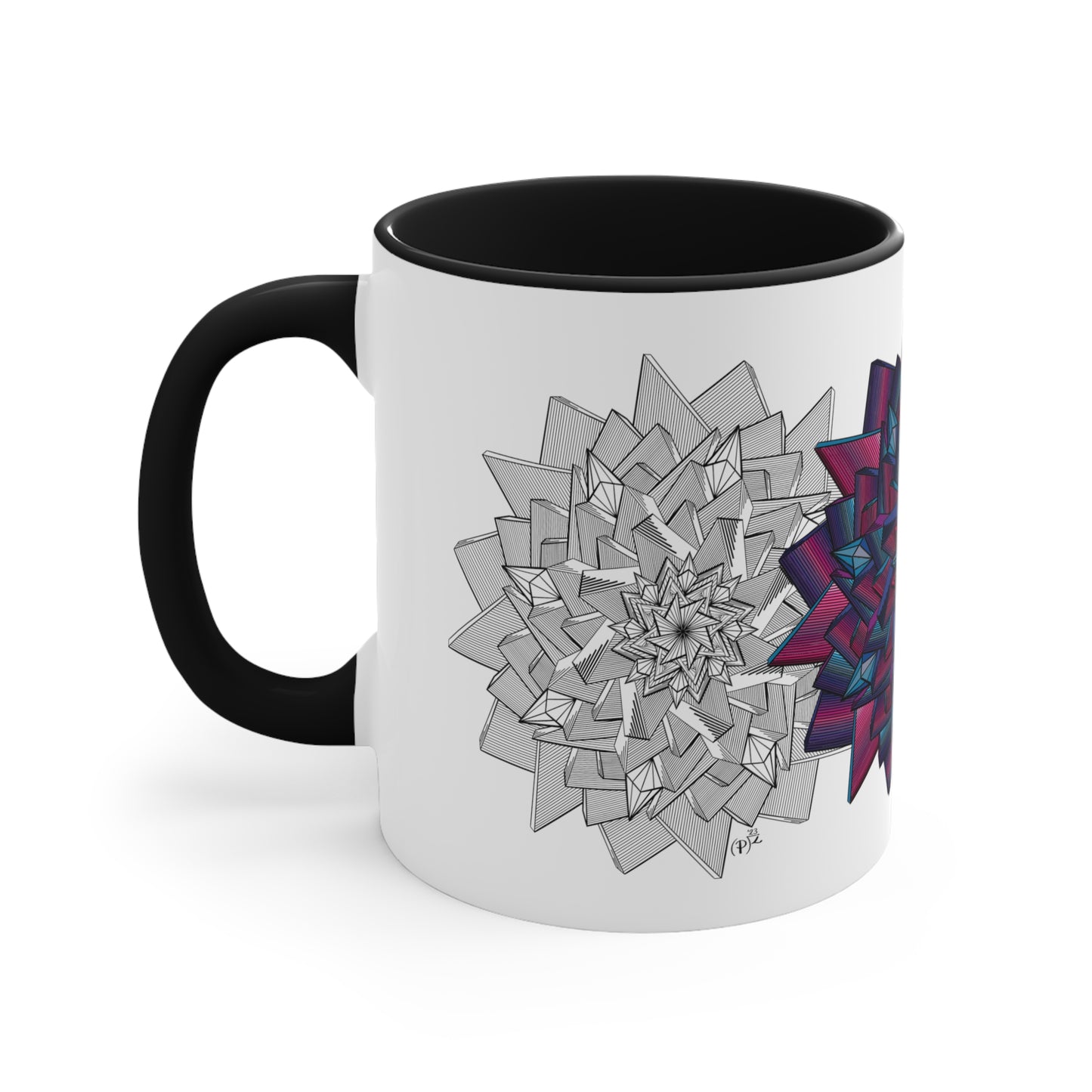 Minimalist Unique Mandala Art Accent Coffee Mug, 11oz