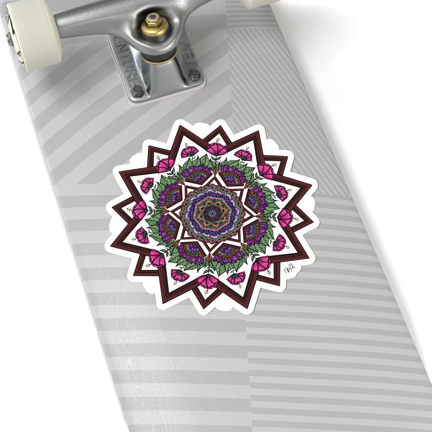 Floral and Wood Original Mandala Art Kiss-Cut Stickers