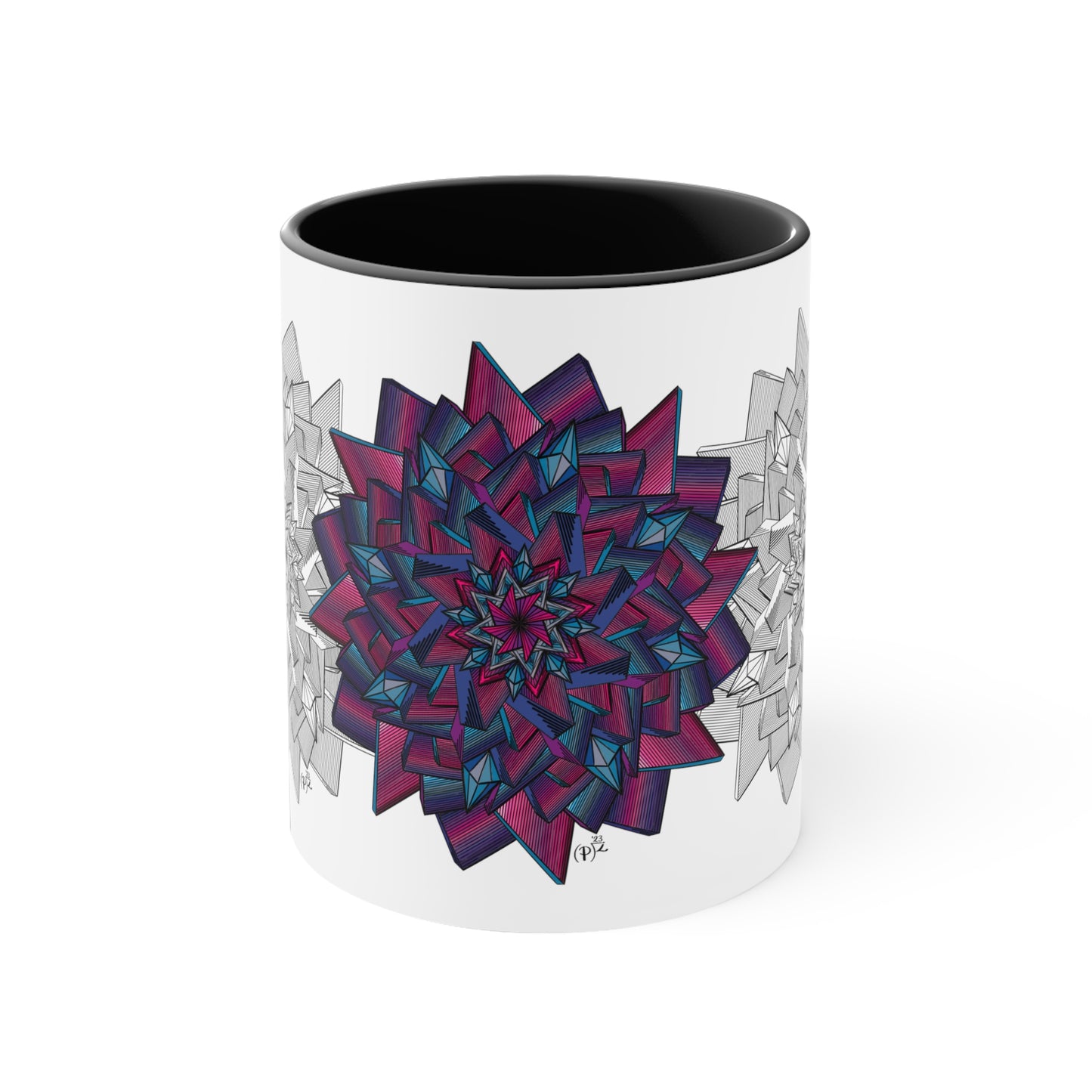 Minimalist Unique Mandala Art Accent Coffee Mug, 11oz