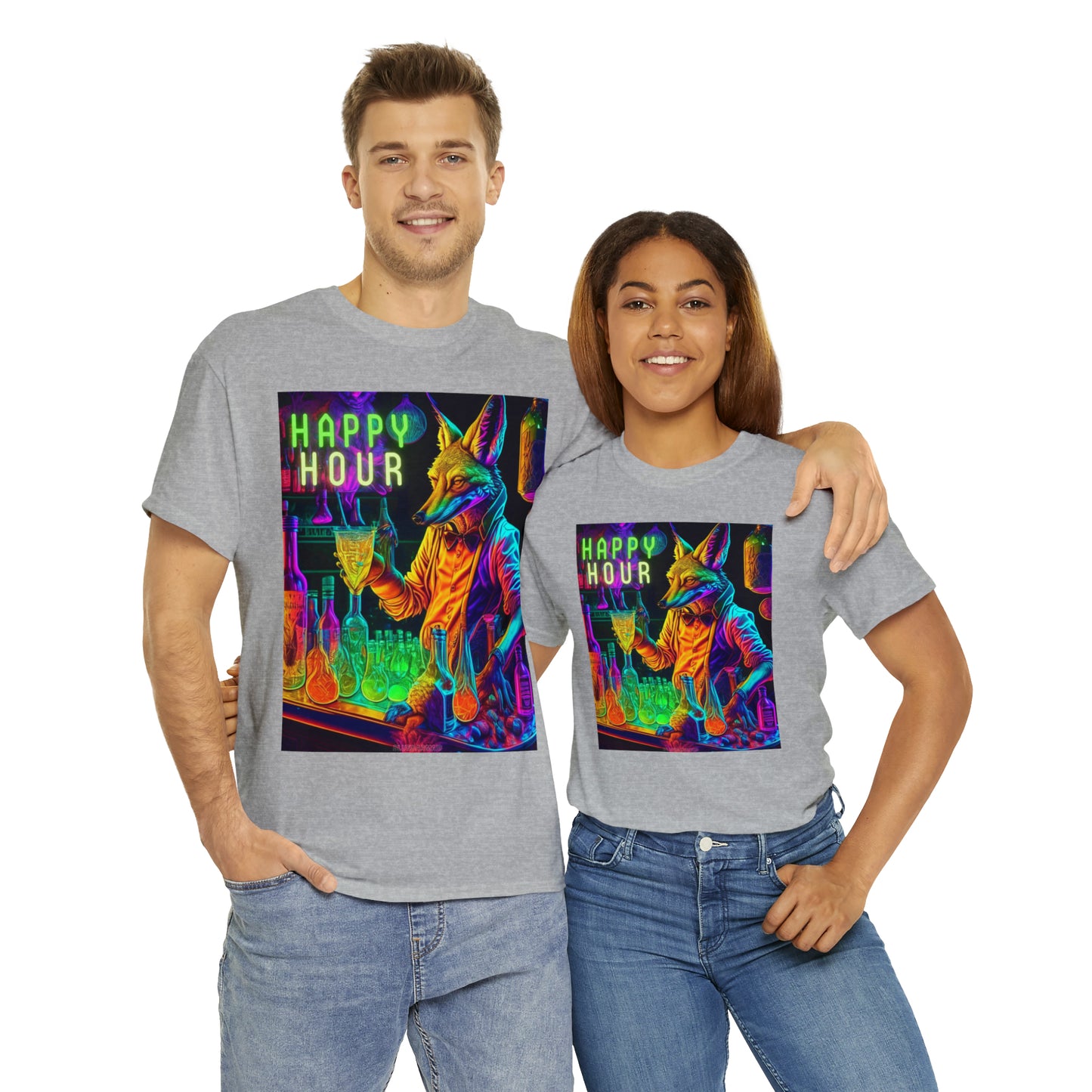 Happy Hour Unisex Heavy Cotton Tee Summer Bartending Rave Festival Outfit T-shirt