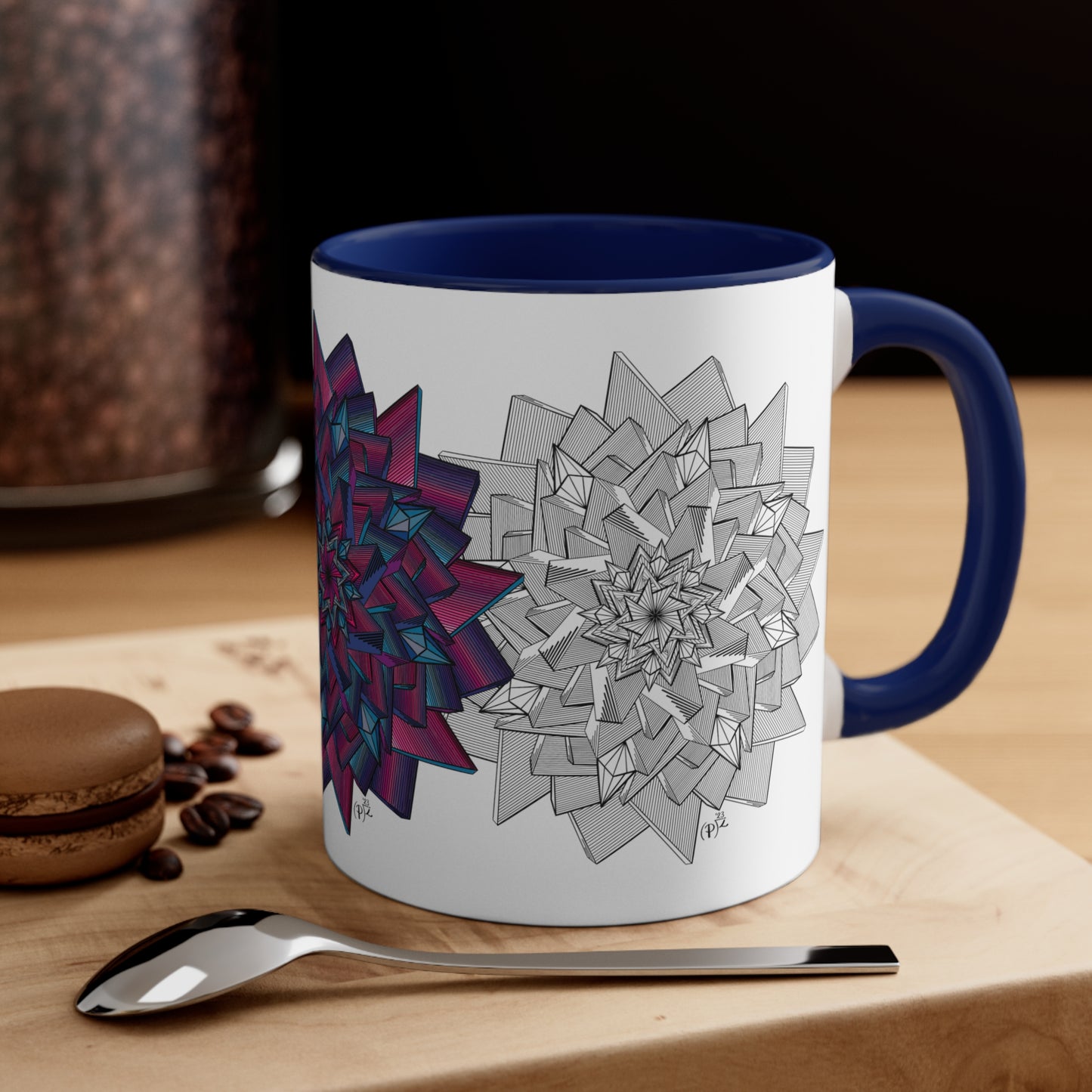 Minimalist Unique Mandala Art Accent Coffee Mug, 11oz