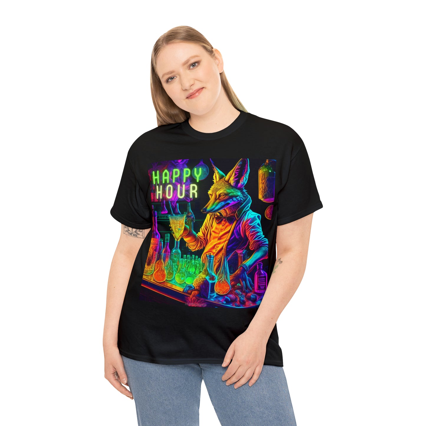 Happy Hour Unisex Heavy Cotton Tee Summer Bartending Rave Festival Outfit T-shirt