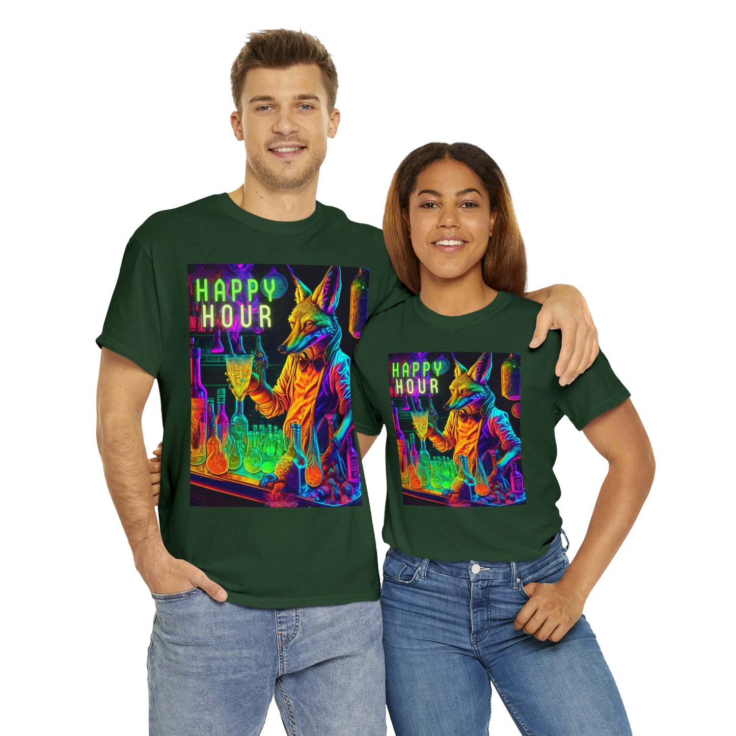 Happy Hour Unisex Heavy Cotton Tee Summer Bartending Rave Festival Outfit T-shirt