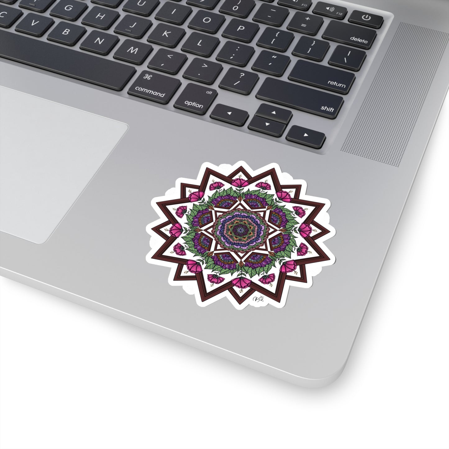 Floral and Wood Original Mandala Art Kiss-Cut Stickers