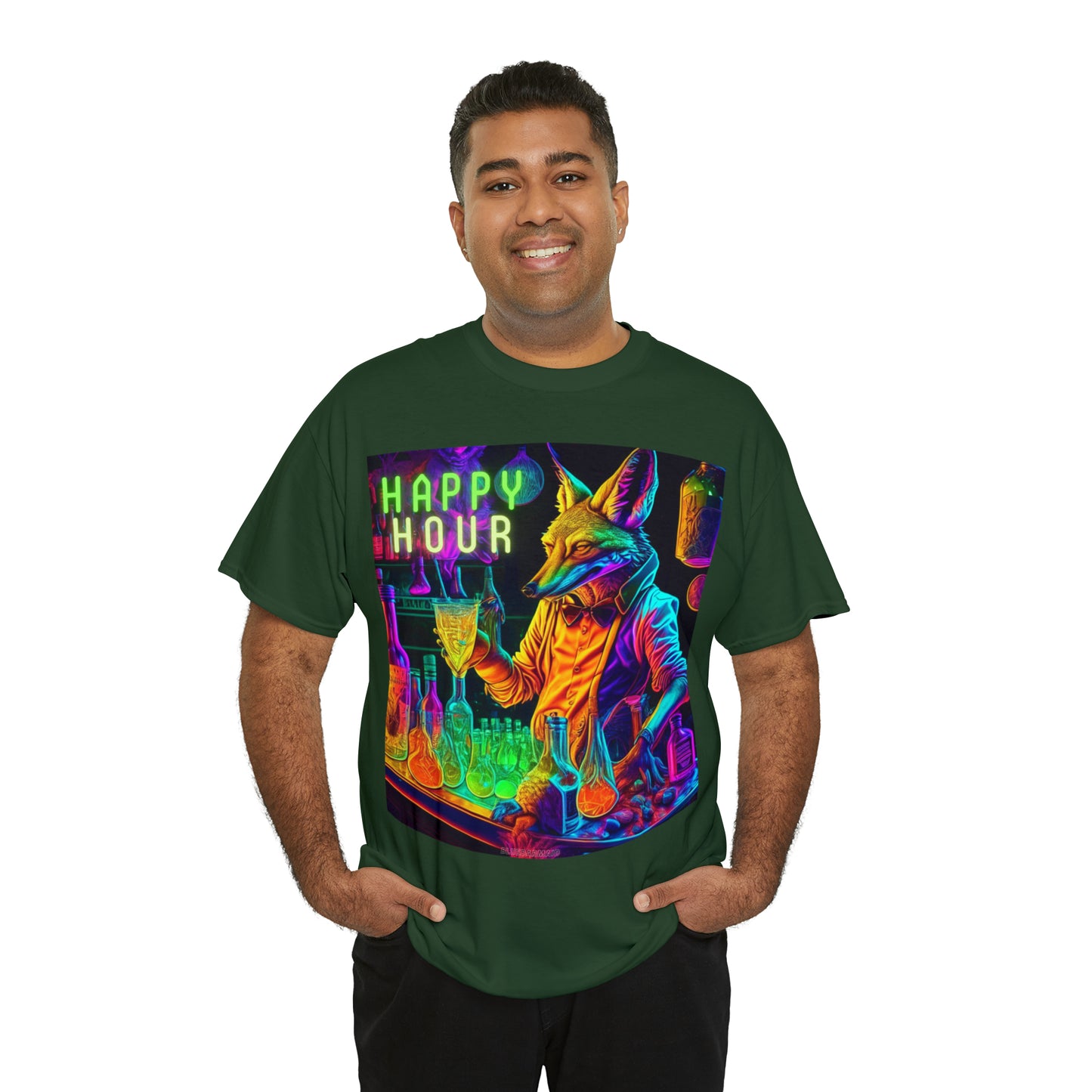 Happy Hour Unisex Heavy Cotton Tee Summer Bartending Rave Festival Outfit T-shirt