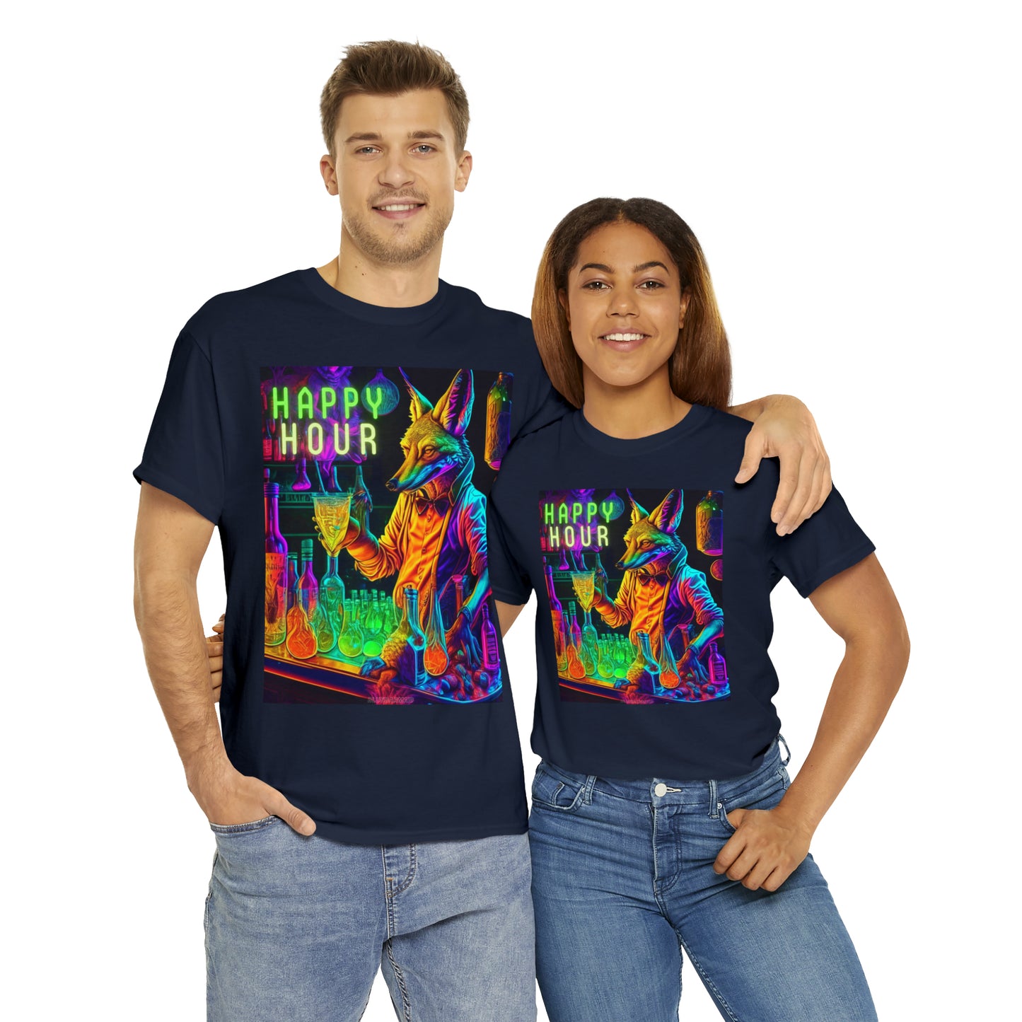 Happy Hour Unisex Heavy Cotton Tee Summer Bartending Rave Festival Outfit T-shirt